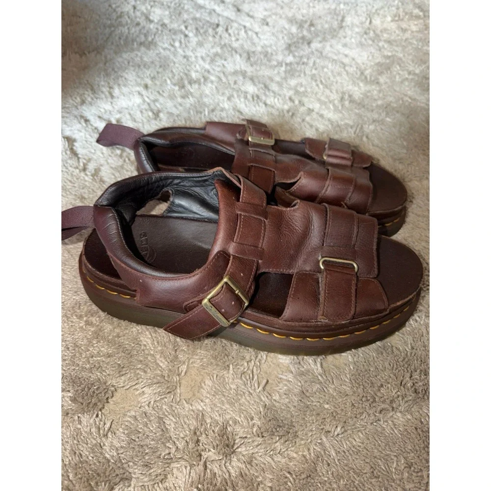Dr. Martens Hayden Brown Leather Strap Sandals Chunky Y2K